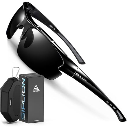 SIPLION Herren Sonnenbrille UV400 Schutz Polarisiert Superleichtes Rahmen 502 BLACK CAT 3 CE