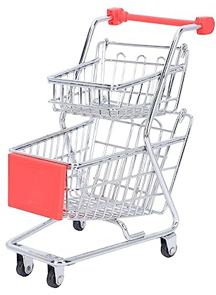 Kleiner Wagen Modell Einkaufskorb aus Eisen und Abs, Rot | Hotelkorb für Frittierte Speisen, für Desktop Aufbewahrung, Modernes Design