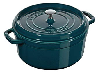 STAUB Cocotte, Gusseisen Bräter mit Deckel, 28 cm, 6,7 L, Rund, Alle Herdarten inkl Induktion, Made in France, Petrol-Blau