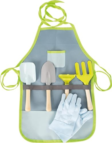small Foot Gartenschürze mit Gartenwerkzeugen aus Holz und Metall, inkl. Gartenhandschuhen, ab 3 Jahren, 11881, Multicolor