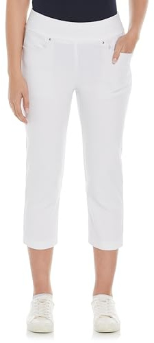 PGA TOUR Damen-Caprihose zum Überziehen, 55,9 cm, mit Bauchkontrolle, Performance-Stretch, feuchtigkeitsableitend, Sonnenschutz, Helles Weiß, M