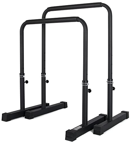 POWER GUIDANCE, Dip Barren, Dip Bar, Einstellbare Höhe 76cm - 98cm Ganzkörper-Krafttraining 3 Farben (Schwarz)