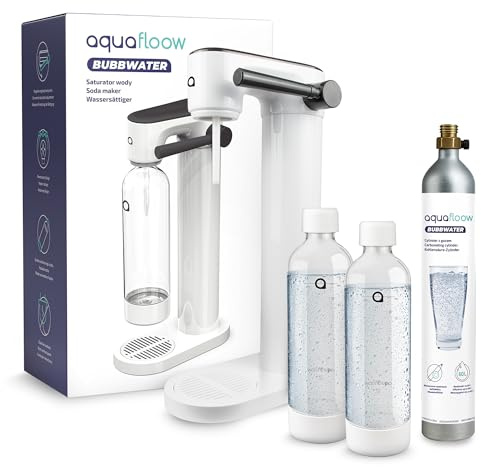 Aquafloow Wassersprudler Set – inkl. CO2-Zylinder & 2X 0,8L Flaschen – Trinkwassersprudler ohne Strom – Stilvolles Design für Zuhause & Büro – Water Carbonator