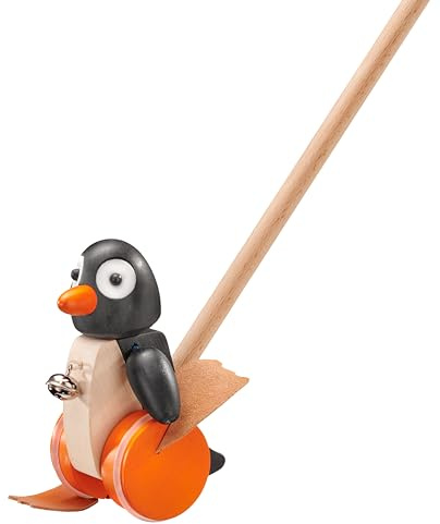 Selecta 62071 Pingo, Schiebefigur, Schiebe-und Nachziehspielzeug aus Holz, 13 cm, Bunt
