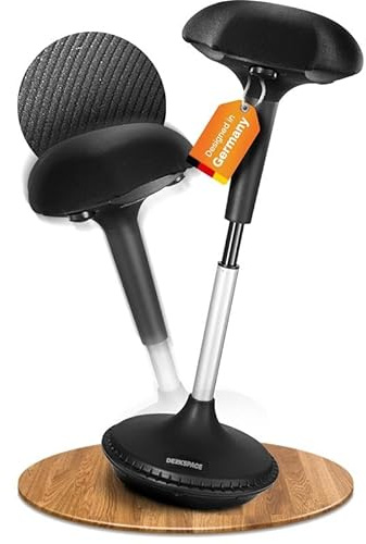 DESKSPACE Wobble Ergonomischer Sitz- & Stehhocker [ORIGINAL] – Höhenverstellbarer Bürohocker & Stehhilfe mit Wipp- & Wackelfunktion, Arbeitshocker zur Vorbeugung von Rücken- und Nackenschmerzen