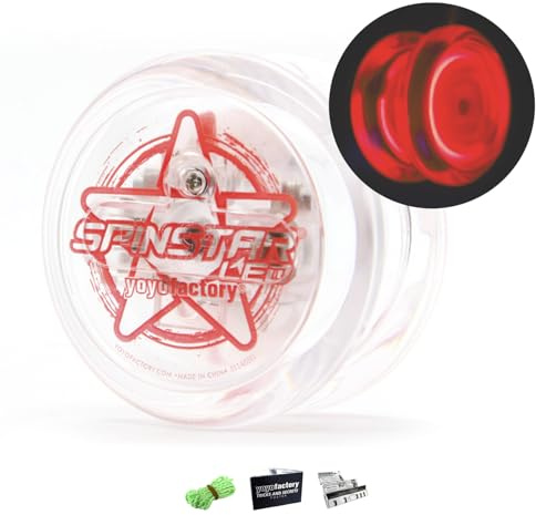 YoYo Factory Spinstar LED JoJo Leuchtend - Mit Leerlauf & Kugellager - Leuchtendes Yoyo für Kinder & Anfänger – Fidget Toy für JoJo Tricks & Spielspaß - Rot
