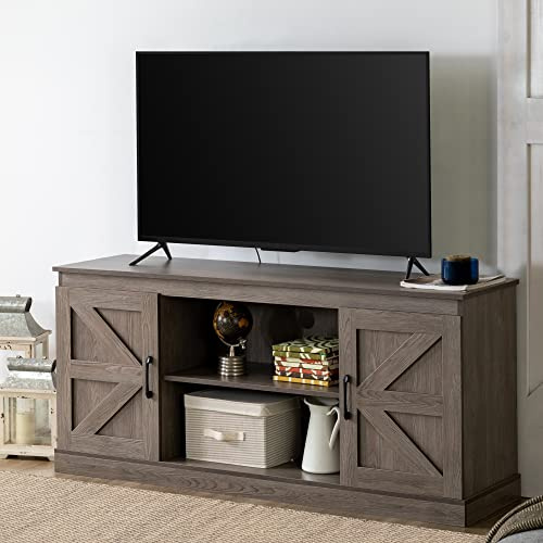 Zinus Wade TV Schrank - TV Schrank 147x67x40 cm - Möbel mit Aufbewahrungsschrank - Design im Landhausstil - Grau