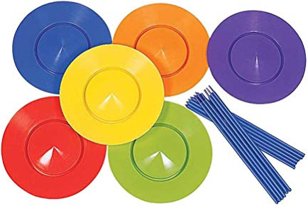 BSTCAR Jonglierset 6 drehende Teller und 12 Stöcke Zirkus Jonglierspiel Balance Geschicklichkeitsspielzeug Jongliervorstellung Requisiten Clown Zirkusfarben Kinder (Bunt)