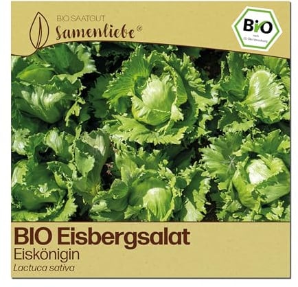 Samenliebe BIO Salat Samen | Eisbergsalat Eiskönigin - knackig - samenfestes BIO Saatgut