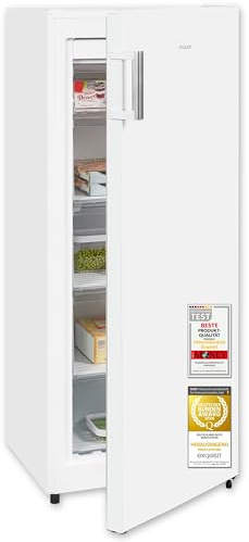 Exquisit Gefrierschrank | 155 l Nutzinhalt, Energieeffizienzklasse E, 41 dB, 4 Sterne Gefrieren | No Frost, Schnellgefrieren, elektronische Temperaturregelung, LED Anzeige | GS5231-NF-H-010E weiss