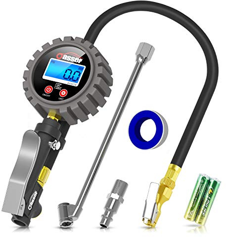 Oasser Digitaler Reifendruckmesser Reifenfüller 255 PSI Reifendruckmesser Digitaler Reifendruckprüfer US&EU Standard Anschluss Reifendruckmessgerät für Auto Motorrad Fahrrad