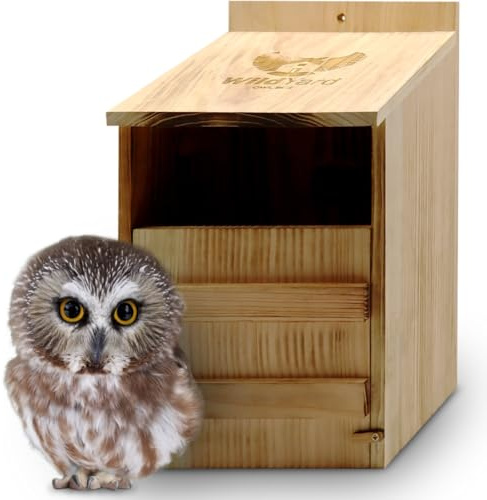 WildYard Turmfalke Nistkasten aus Zedernholz - Rustikal - Vormontierter großer Eulenkasten mit Reinigungsöffnung - Vogelhaus für Eulen & Domfalke Nesthöhle - mit Zedernspänen & Schrauben
