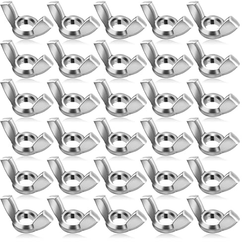 Flügelmutter M6, 30 Stück 304 Edelstahl Schmetterlingsmutter Flügelmuttern Metrische Flügelschrauben Silber Wing Nut für DIY Tools Elektronische Geräte Hardware