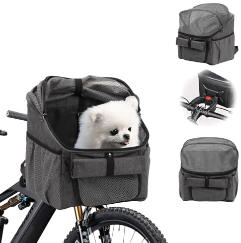 BigKing Fahrradtasche für Haustiere, Fahrradkorb vorne für Hunde, Faltbarer Fahrradkorb, geeignet für Outdoor-Reiten und Camping mit Haustieren (Gewichtsbeschränkung 3 kg)