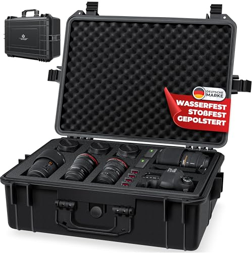 KESSER® Kamerakoffer 35 Liter, unisversal anpassbar, wasserdicht, Universalkoffer, Outdoor, wetterfester, staubdichter, Koffer, Fotokoffer mit Einlage für Kamera Objektive und Zubehör (56x42x21cm)