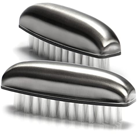 com-four® 2X Handwaschbürste aus rostfreiem Edelstahl - Geruchsneutralisator mit Reinigungsborsten - Nagelbürste entfernt Gerüche - Bürste für Hände und Nägel (2 Stück)