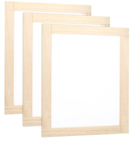 QUARKZMAN 3 Stück Siebdruckrahmen, 9,8x7,5 Zoll Holz mit 160er weißem Netz für DIY-Siebdruckprojekt