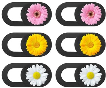 TUKEVA Webcam Abdeckung frontkamera abdeckung katze 6 Stk (Gänseblümchen) | Slim Kamera Zubehör, Schutz Ihrer Privatsphäre, Webcam Cover für MacBook, Laptop, PC, IMac, IPad