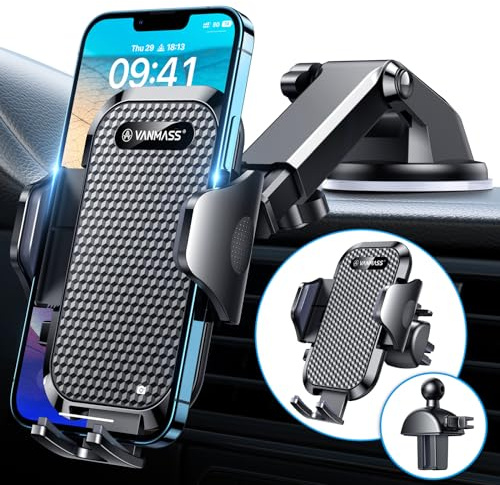 VANMASS Handyhalterung Auto 2026 Upgrade 4 in 1 Saugnapf & Lüftung 100% Sicher Universale Handy Halterung Auto für Armatur Innentürgriffe Für Alle iPhone 17/16 /15/14 Pro Max Samsung S24/S23 Xiaomi