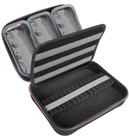 USA Gear XL Semi-Rigides Dart-Case – Schutz und Organisation für 15 teilige Sets: Darts, Spitzen, Schäfte und weiteres Zubehör – Präzisions Schaumstoffeinlage für Soft- und Steel-Tip-Darts (Schwarz)