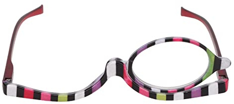 Schminkbrille mit Klapplinsen – Make up Brille mit Vergrößerung, rotierende Einzellinse, klappbar, leicht & tragbar, für präzises Augen-Make-up, Wimpern, Augenbrauen(+4.00)