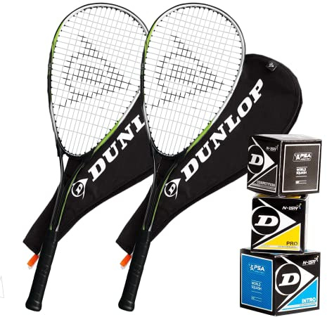 Dunlop Biotec Ti Twin Squash Racket Set (Biotec Set Including 3 Balls)