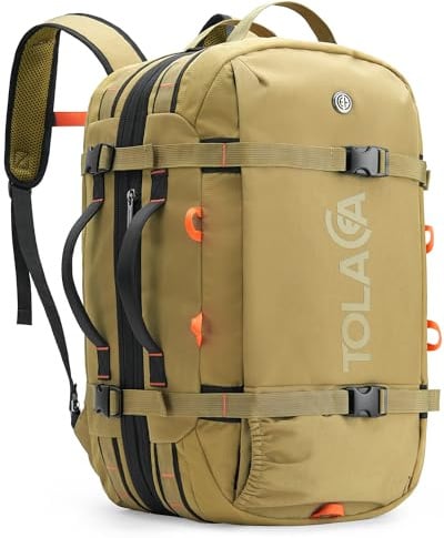 Tolaccea Reiserucksack, Handgepäck Rucksack Flugzeug, TSA-Freundlicher Laptop Rucksack 15,6 Zoll, Erweiterbar 40L auf 50L, Weekender Herren für Reise Wandern Camping