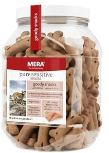 MERA Pure Sensitive Goody Snack Lachs & Reis 600g Hundeleckerli | Glutenfreier Hundesnack mit hochwertiger Rezeptur - ideal für sensible Hunde, als Trainingsleckerli & Belohnung geeigent