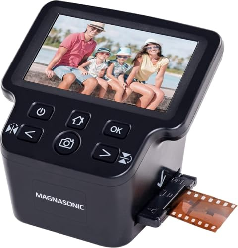 Magnasonic All-in-One 24MP-Filmscanner mit großem 5"-Display & HDMI, konvertiert 35mm/126/110/Super 8-Filme & 135/126/110-Dias in Digitale Fotos, integrierter Speicher (FS71)