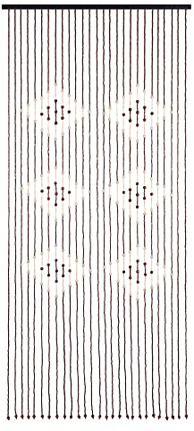 Navaris Bambus Perlenvorhang Türvorhang - 90x200cm Bambusvorhang mit stylischem Diamant Muster - Türvorhang Perlen Design - Deko Holzperlen Vorhang