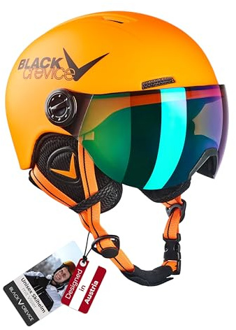 Black Crevice Kinder Visierhelm Leogang, neon orange, 52-54 cm…