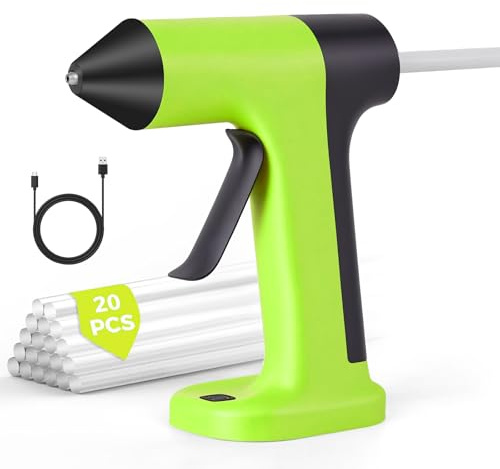 Vankarr Heißklebepistole Akku mit 20 Klebestiften 7mm Mini Heißklebepistole Kabellos Klebepistole Schnell Aufheizend und Anti-Tropf-Düse Kinder Klebepistole zum Basteln