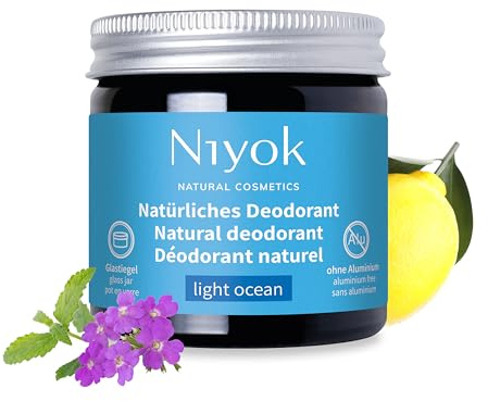 Niyok 2-in-1 anti-transpirante Deocreme Light Ocean (40ml) • Natürliches Deo ohne Aluminium • 24h Schutz vor Geruch & Schweiß • Deodorant Creme Unisex • Feste Deo Creme vegan