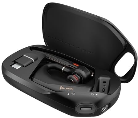 Poly Voyager Legend 50-M UC Bluetooth-Headset – NoiseBlockAI, WindSmart, Smart-Sensor, 10 Stunden Akkulaufzeit, Geräuschunterdrückung, Ladeetui, Schwarz