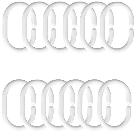 Lmyzcbzl Duschvorhangringe, 12 Pcs Kunststoff Duschvorhang Haken, Ringe für Duschvorhang in C-Form, Vorhang Aufhängeringe