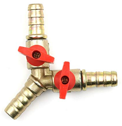 TOOLSTAR Messing-Kugelhahn, 8 mm, 3-Wege-Kugelhahn, Y-Kugelhahn, Schlauchverbinder, Adapter für Wasser, Gas, Öl (1 Stück)