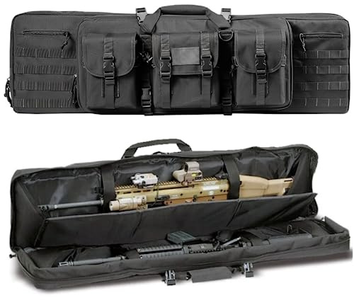 ACEXIER Double Rifle Bag Gepolsterte abschließbare Karabiner Lange Gewehrtasche Gewehrrucksack Waffentasche für Jagd Schießstand Schusswaffentransport mit Molle-System