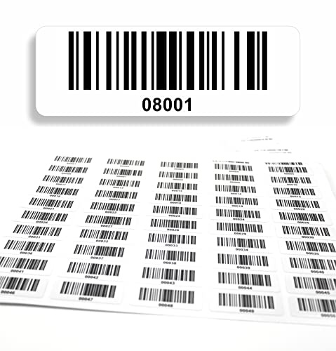 Barcodeetiketten 08001-09000 fortlaufend 5-stellig DGUV Prüfung Barcode Etiketten 1.000 Stck Strichcode Elektrotechnik Code128 selbstklebend 50x17mm (08001-09000)