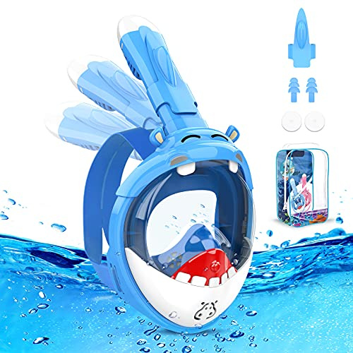 Urmaxs Tauchermaske Vollmaske Kinder, 180° HD Anti-Fog & Anti-Leck Schnorchelmaske Taucherbrille Kinder, Taucherbrille Tauchmaske Schnorchelset für 4-12 Jahre Kinder