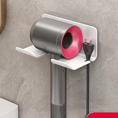 BigCheer Föhn Halterung, Fönhalter Ohne Bohren, föhnhalter Wand ohne Bohren, föhn Halterung ohne Bohren, Wandhalterung für Haartrockner, geeignet für die meisten Haartrockner (schwarz) (weiß)