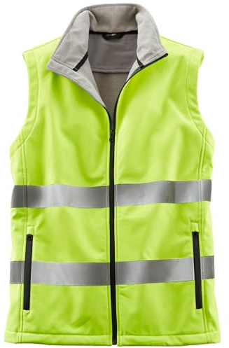 Terrax Workwear Herren Warnschutzweste Softshell mit Fleece-Innenseite - Sicherheitsweste Arbeitsweste mit reflektierende Tapes in Gelb Größe L