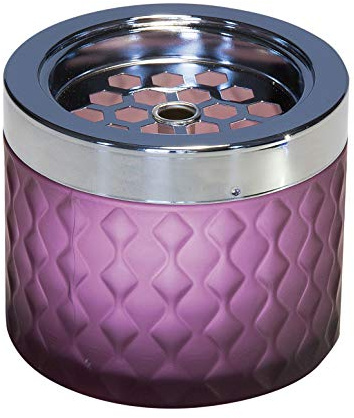 APS Windaschenbecher, Ascher, Aschenbecher, aus verchromtem Metall, gefrostetes Glas, mit Bajonettverschluss, Ø 9,5 cm, 8 cm Höhe, lila
