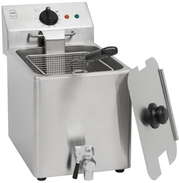 METRO Professional Elektrische Fritteuse GDF3008, Edelstahl Fritteuse, 8 Liter, 3250 W, schnelle Erhitzung, mit Deckel, Sicherheitsthermostat, Kaltzone, rutschfeste Füße