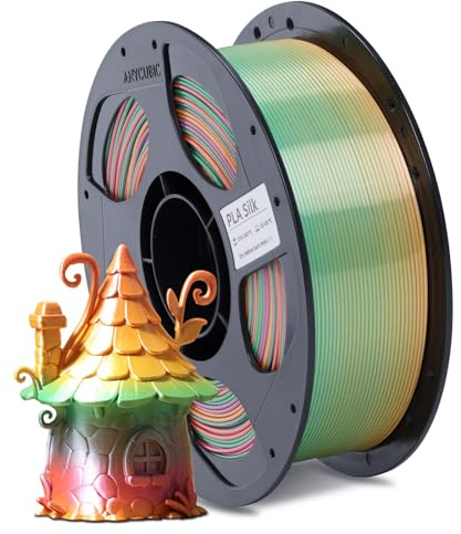 ANYCUBIC Silk Rainbow PLA Filament, Seide Filament 1,75mm, Kontrollierbarer Glanz 3D Drucker Filament, Seidentexturen Prächtige Farbe 1KG Silk Regenbogen