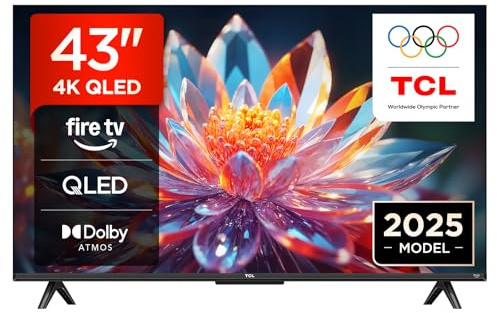 TCL 43T6C 43 Zoll QLED Fernseher, 4K UHD Fire TV, HDR10+, Dolby Vision & Atmos, Smart TV mit Sprachsteuerung mit Alexa, Google Cast & AirPlay 2