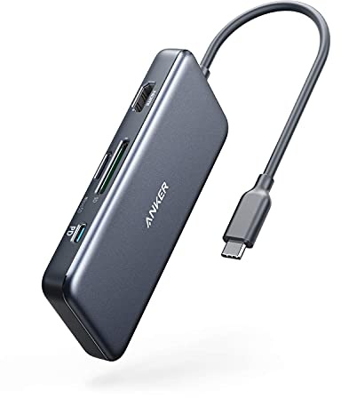 Anker USB C Hub, 341 Adapter (7-in-1), 4K HDMI, 85W Power Delivery, USB C und 2 USB A 5Gbps Datenports, microSD & SD Speicherkartensteckplatz, Geeignet für MacBook Air, MacBook Pro, XPS, usw