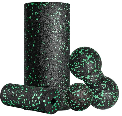 Faszienrolle Set Foam Roller Faszien Set mit Faszienball Mini Faszienrolle Klein und Duoball für Yoga Faszien Training von Muskeln Green