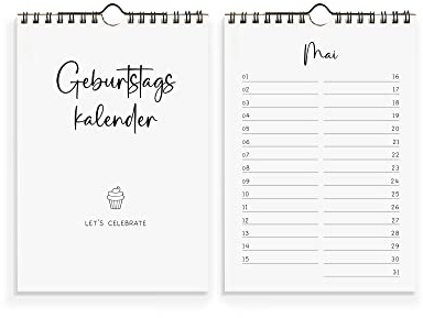 Geburtstagskalender jahresunabhängig immerwährend ohne Wochentage – Ewiger Kalender zum Eintragen von Geburtstagen – Immerwährender Geburtskalender DIN A5