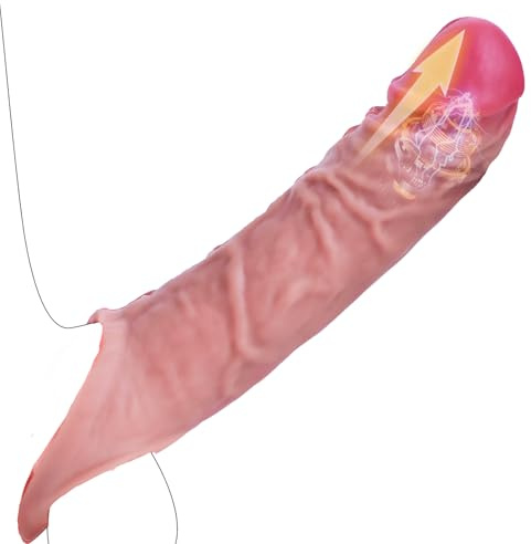 Sex Spielzeug für Die Paare Penishülle Penisverlängerung - Sex Spielzeug für Die Männer Sexspielzeug Penis Sleeve, Extender 6CM Penisverlängern 10 Schwingungsmodi, Penismanschette Penisvergrößerung