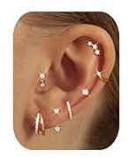 FIOROYAL 7 Paar Ohrringe Gold Set Hypoallergene 14K Vergoldete Huggie Klein Creolen Ohrstecker für Mehrfach Piercings Ohr Goldene Ohrringe Damen Zierlicher Knorpel Schmuck Ohrringe Set Gold/SilberG3